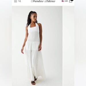 Frankie's Bikinis White Halter Maxi Dress